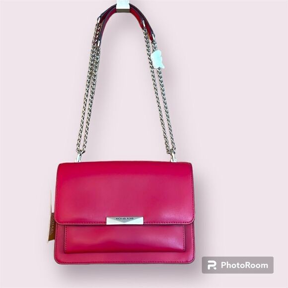 Michael Kors Handbags - MICHAEL KORS Jade Gusset Leather Bag Berry *NEW*